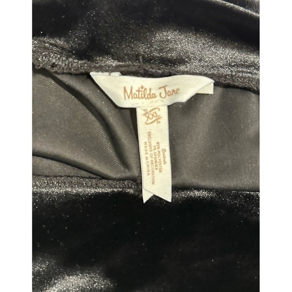 Matilda Jane Womens Black Velvet Cropped Wide-Leg Pants Ruffle Hem Elastic Waist - Picture 4 of 9